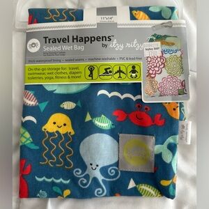 Itzy Ritzy Travel Happens Wet Bag with Sea Life Design Zippered Reusable 11x14”